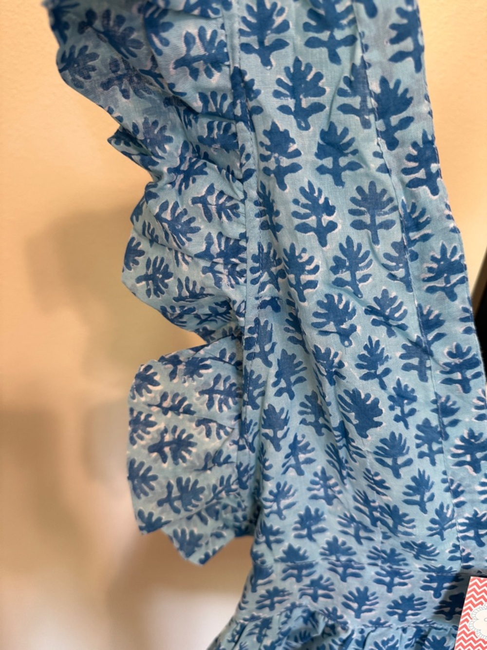 Oliphant 🌹Blue Printed V-Neck Ruffle Mini Dress - Picture 9 of 16
